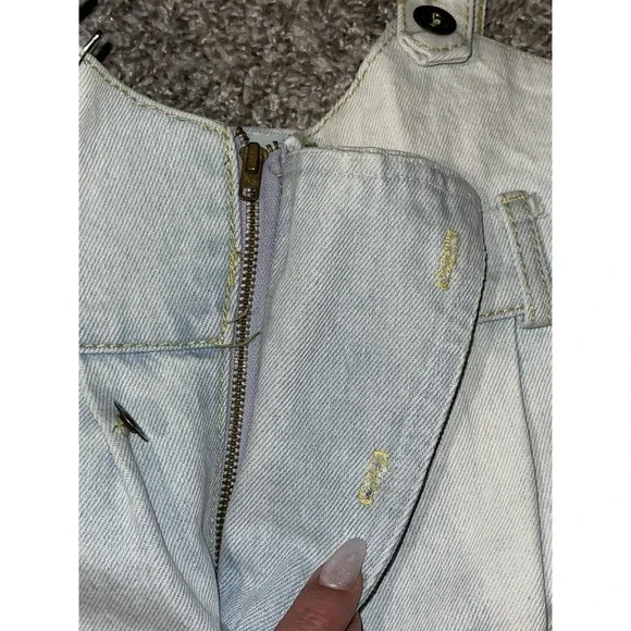 Vintage 80s 90s SWAT Light Acid Wash Denim Jeans Jumpsuit Overalls Size 9 - Picture 7 of 16